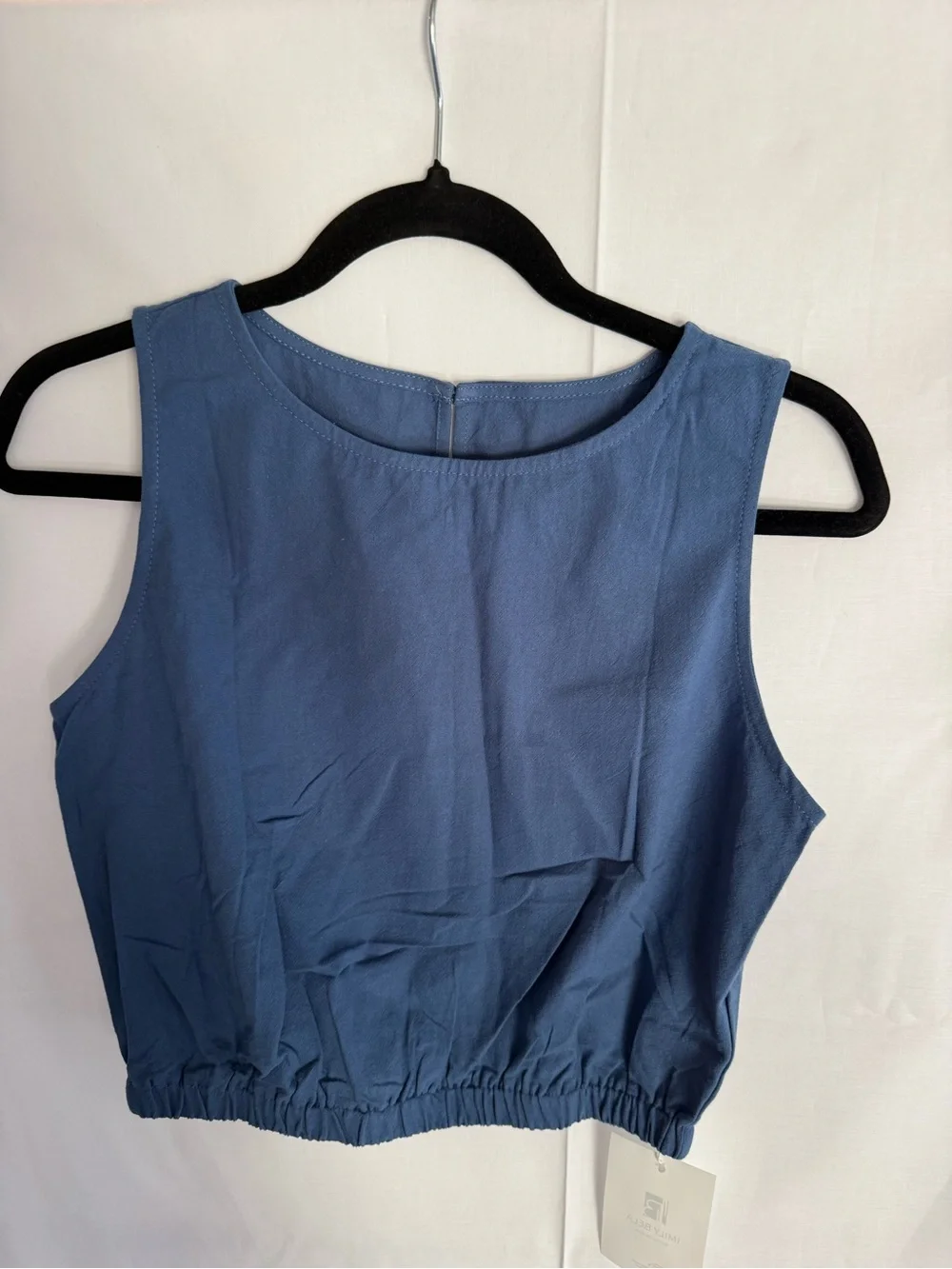 Two-Piece Blue Crop Top & High-Waist Shorts Set